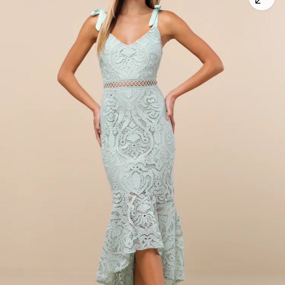 Elegant Sage Green Lace Dress